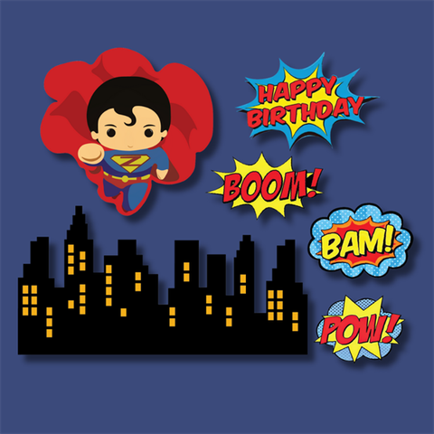 Set que giấy HPBD Super man+ nhà đen(combo 2)