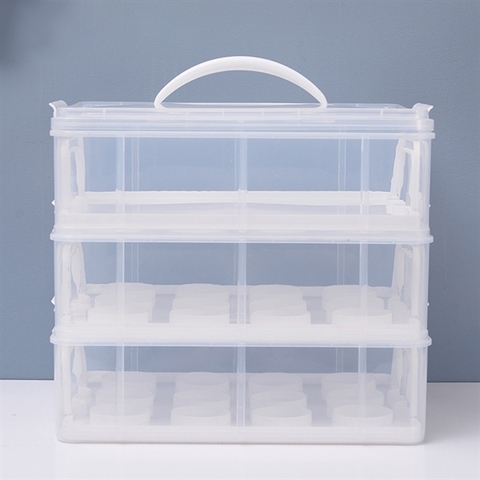 Hộp đựng bánh 3 tầng PVC trắng 36*26*31,5cm