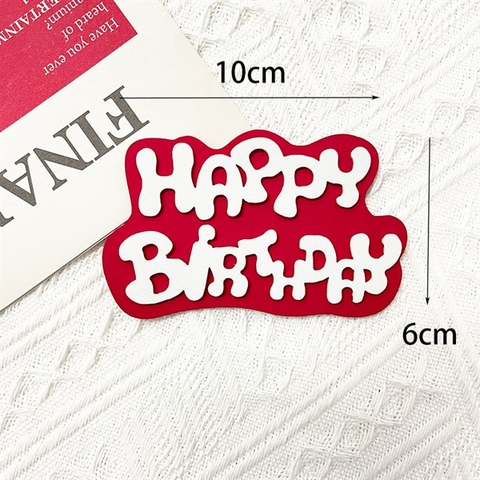 Que cắm XỐP chữ HPBD nền ĐỎ chữ TRẮNG 10*6CM