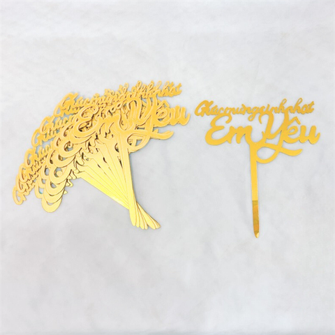 Topper mica Set 10 que Chúc mừng SN Em yêu VÀNG