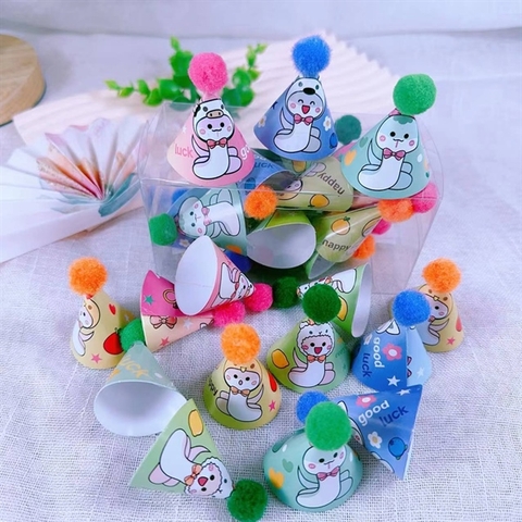 Set mũ mini chóp bông Mix hình RẮN SẮC MÀU (15c)