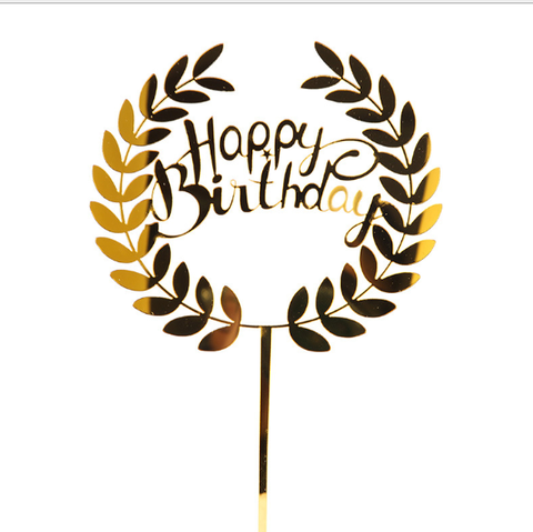 @Topper mica HPBD lá vàng to(mẫu mới)