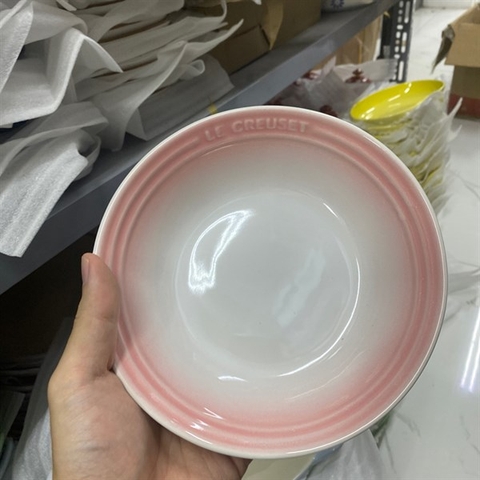 LC- Đĩa nhỡ sâu lòng 18x5cm màu trắng hồng