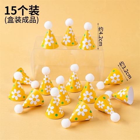 Set 15 MŨ MINI mã HOA CÚC VÀNG CHÓP BÔNG ( đã gắn sẵn)
