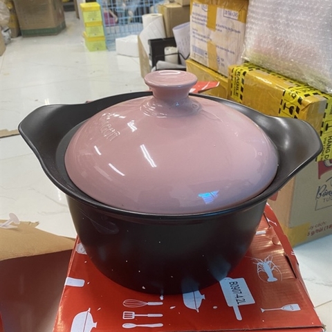 Nồi lẻ 49 đen nắp hồng quai vểnh KT 34*14cm