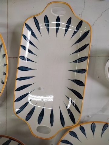 bỘ LÁ TRE- đĩa CN có 2 tai cầm 27*13cm