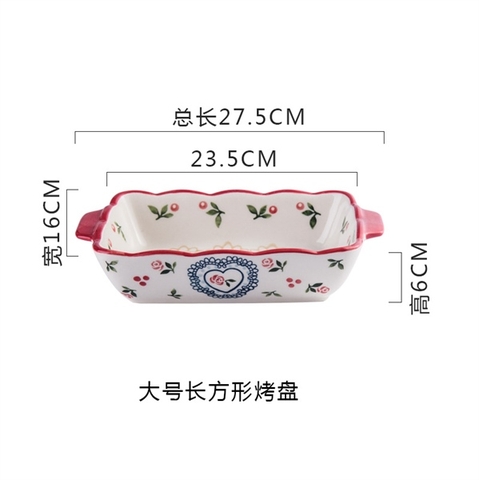 A126 Thố chữ nhật cherry hoa hồng 27.5*16*6cm