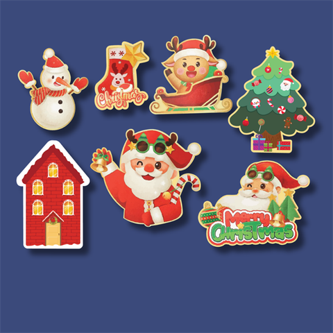 Set que giấy MC ÔNG GIÀ TUYẾT cầm chuông, đeo kính (combo2)