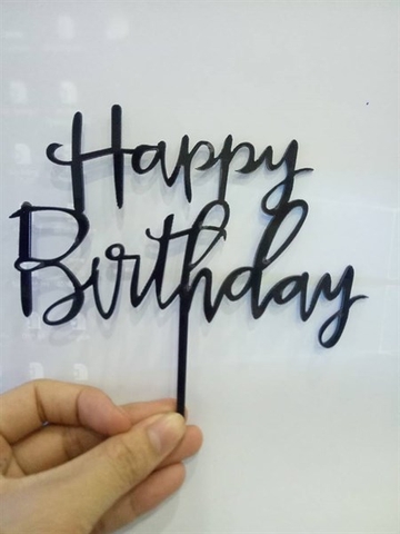 Topper mica HPBD nét nhỏ màu đen