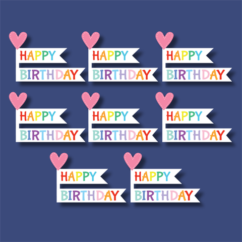 set que giấy cờ hpbd tim hồng - 20 que