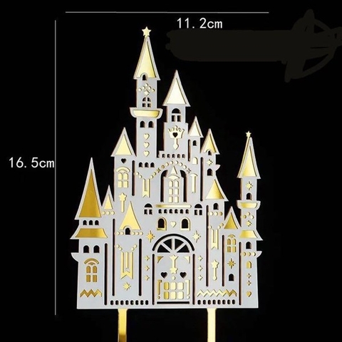 Topper mica lâu đài vàng-trắng