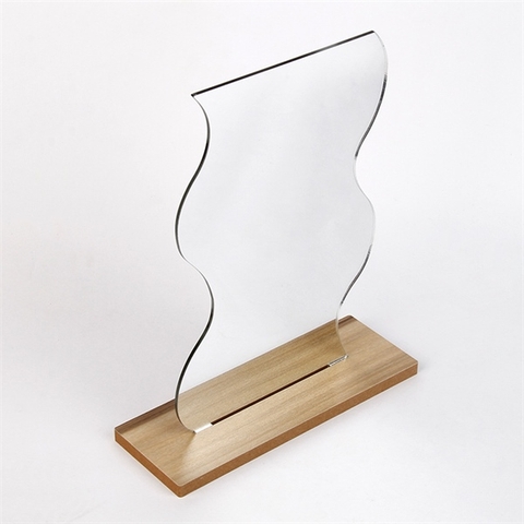 Gương trang điểm đế gỗ 20cm - mẫu lượn sóng