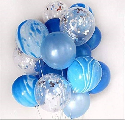 set bóng xanh loang bạc kim tuyến nhũ (15 quả) oke