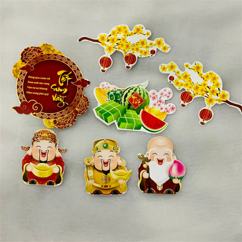 Tết-Set que giấy PHÚC LỘC THỌ+2 cành mai(combo 2)