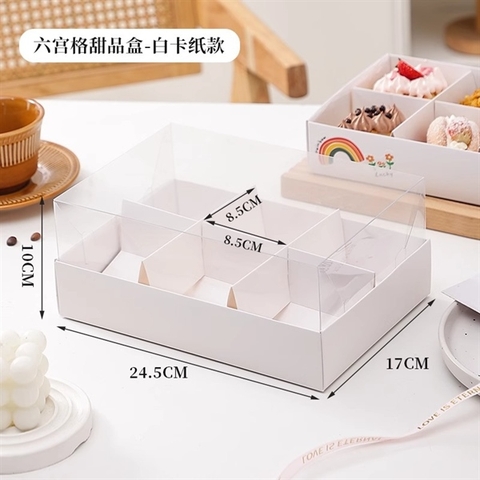 Hộp chia ngăn 6 bánh nắp mica