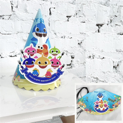 Mũ sinh nhật giấy-Baby shark(set 10)