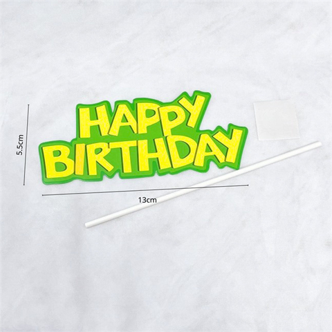 Que cắm HPBD giấy XANH LÁ chữ VÀNG( 5 que)