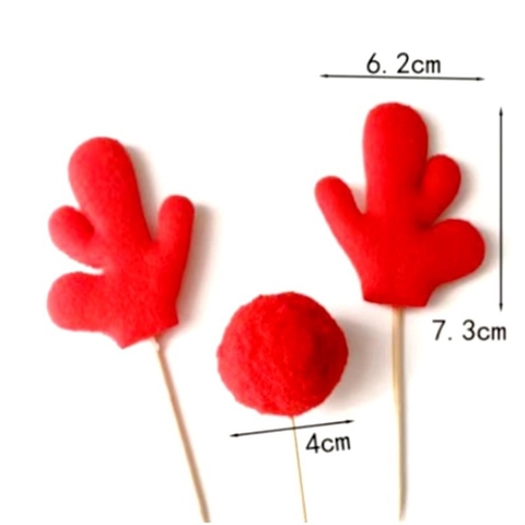 Set que cắm MC 3 chi tiết SỪNG TUẦN LỘC + MŨI TRÒN đỏ