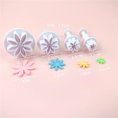 Set 4 khuôn nhấn HOA 8 CÁNH NHỌN