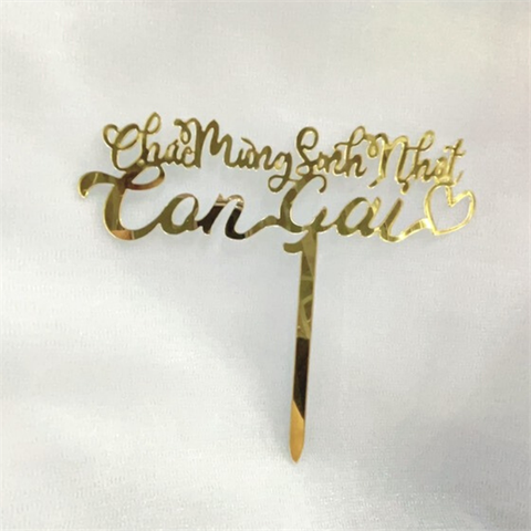 Topper mica chúc mừng sinh nhật con gái VÀNG