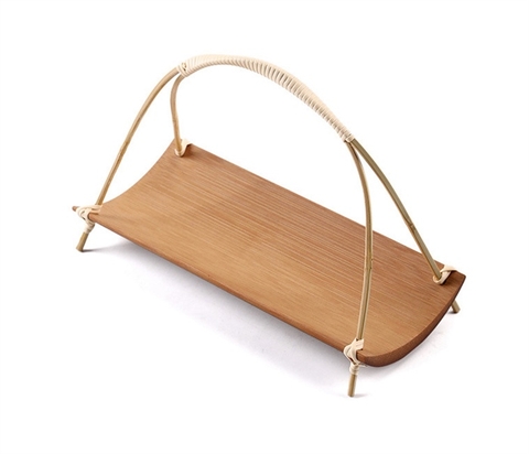 Khay gỗ trang trí bánh tay võng - màu NÂU ĐẬM (19*8*13cm)
