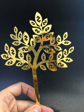 Topper mica cây kim tiền vàng