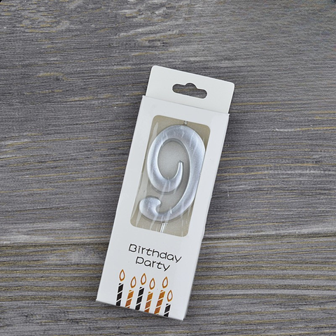 Nến số nhũ bạc 9