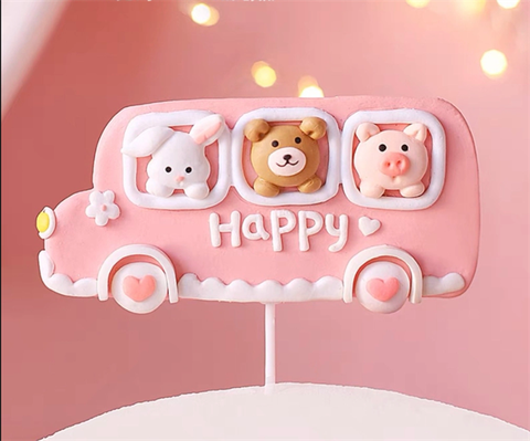 Que SLC kute GẤU, THỎ, LỢN lái oto HỒNG