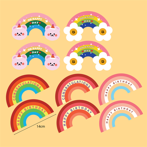 Set 10 Que giấy cầu vồng hpbd - congratulation mix mẫu