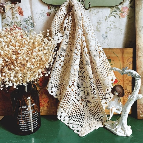 Vải Decor móc ren màu be 140*180cm