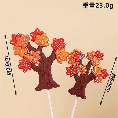 Set kute nhựa dẻo 2 cây lá PHONG ĐỎ CAM