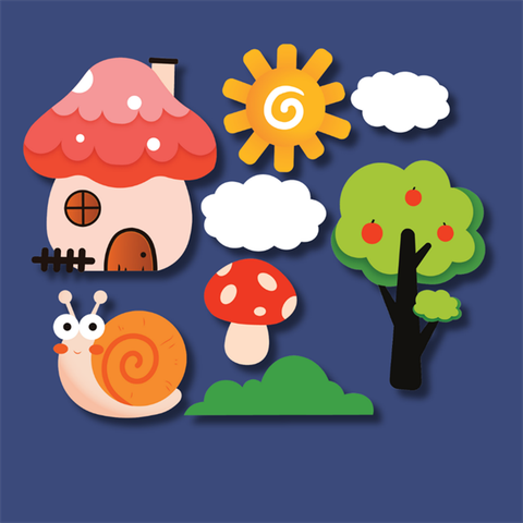 Set que giấy-Nhà nấm ốc sên cây táo(combo 2)