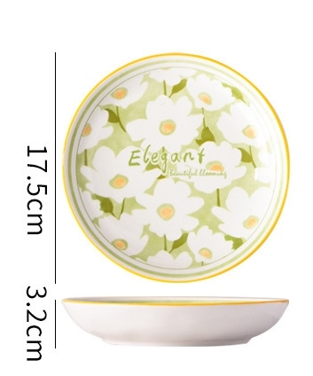 Đĩa nhỡ hoa xanh cốm Elegant 17,5*3,2cm