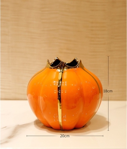 Bình hoa phú quý CAM dáng bầu size nhỏ 18*20cm