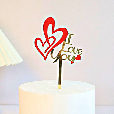 Topper mica I love You 2 tim lồng VÀNG