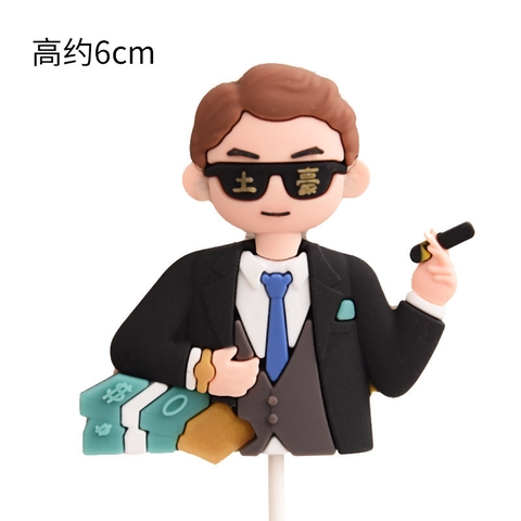 Kute boss vest đen cầm điếu thuốc + tập tiền