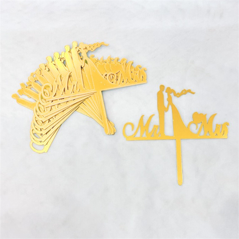 Topper mica Set 10 que CÔ DÂU, CHÚ RỂ VÀNG + MR, MRS