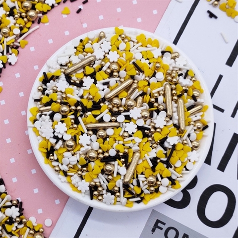 Cốm mix Trái vàng+trái tim vàng+sợi dài trắng nâu - 100g
