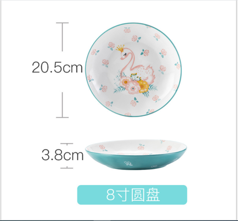 Thiên nga xanh-Đĩa tròn 20.5*3.8cm