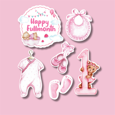 Set que giấy- Full MONTH Số 1 gấu HỒNG (combo2)