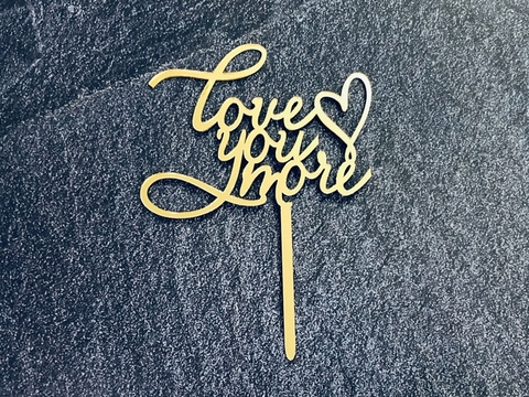 Topper mica love you more tim vàng