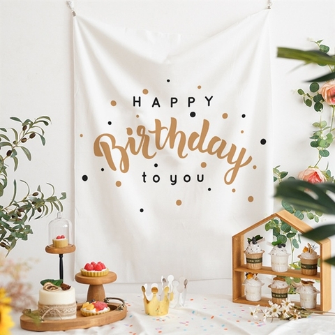 Phông Birthday nền trắng hoạ tiết 150x130cm - mẫu 1