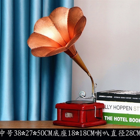 Loa cổ decor đĩa than Đồng ĐỎ size 50*17,5*27,5cm