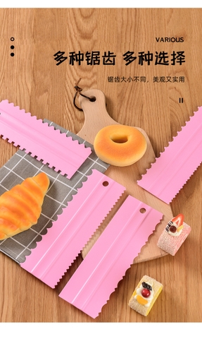 Bộ chà láng răng cưa 2 lưỡi 4 chi tiết màu hồng