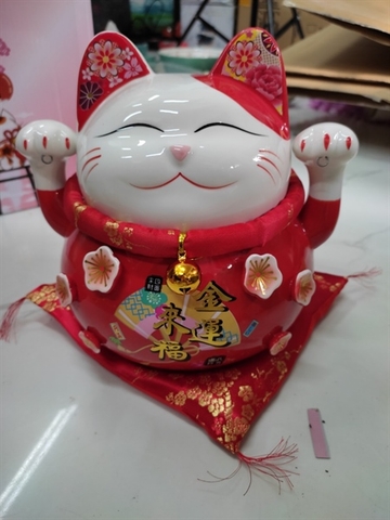 Size 20cm - Mèo thần tài Đỏ size trung