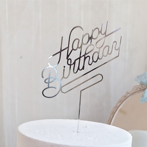 Topper mica HPBD 3 gạch chân BẠC