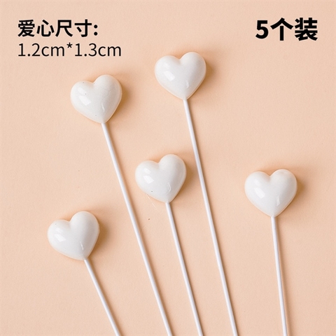 Sét 5 tim ĐÁ màu TRẮNG LÌ