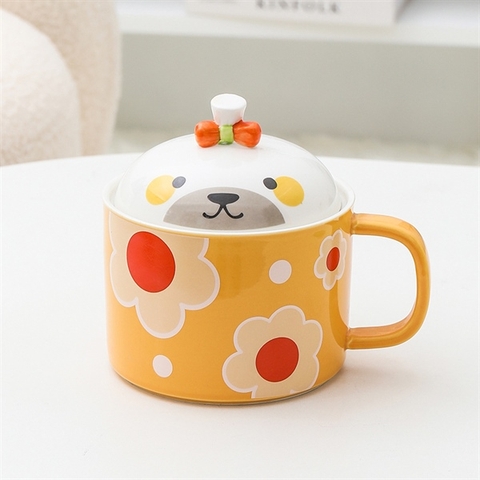 Cốc mỳ có nắp họa vàng 950ml 19*10cm