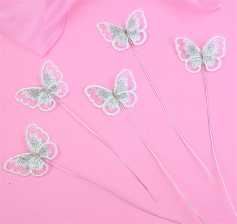 Set que cắm 5 bướm vải TRẮNG