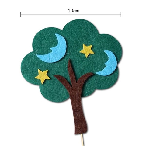 Que cắm cây VẢI DẠ xanh tán tròn + sao vàng + trăng xanh